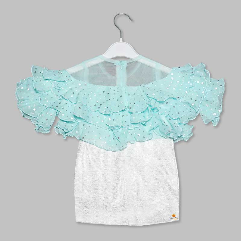 Blue Peach Ruffled Top Girls Midi Back View