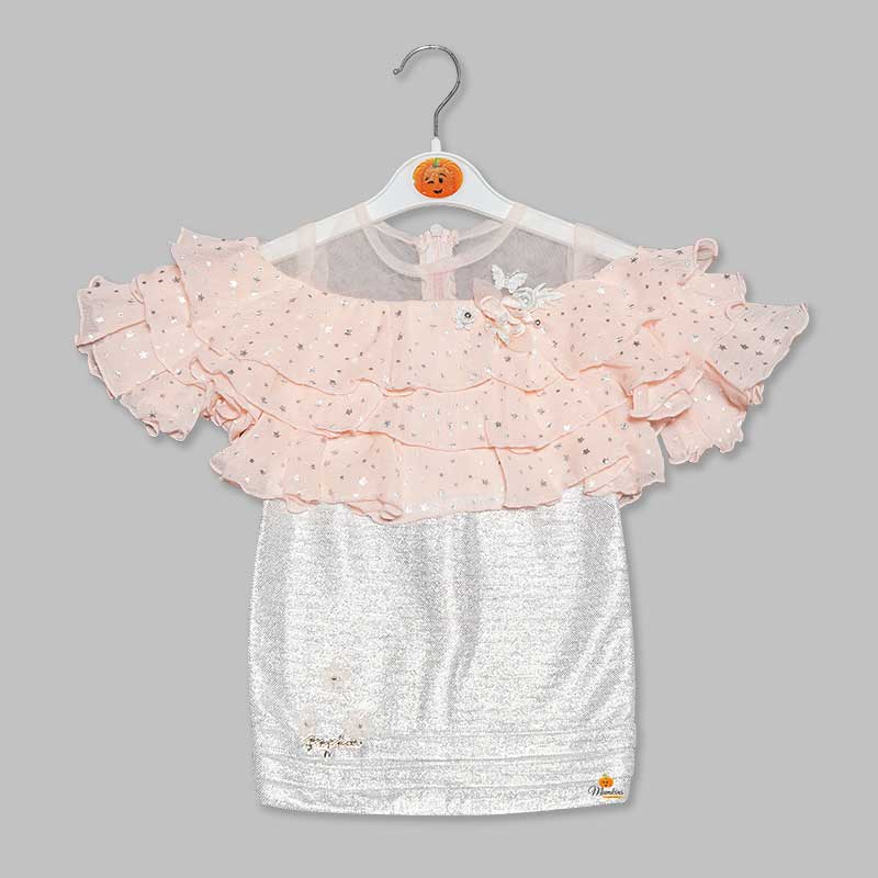 Blue Peach Ruffled Top Girls Midi