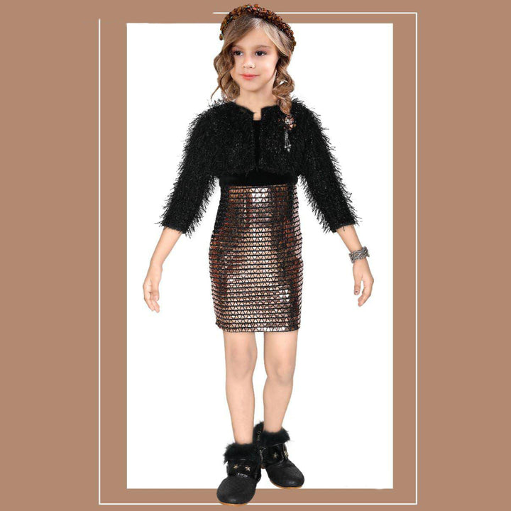 Shiny Girls Midi With Jacket Model Front View