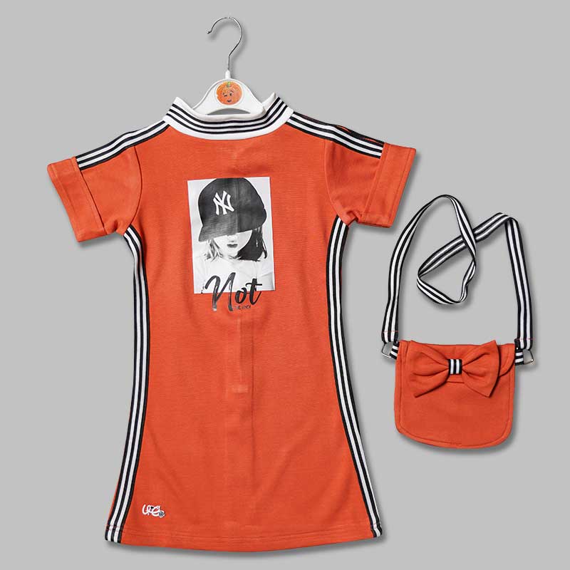 Solid Girls Midi With Purse