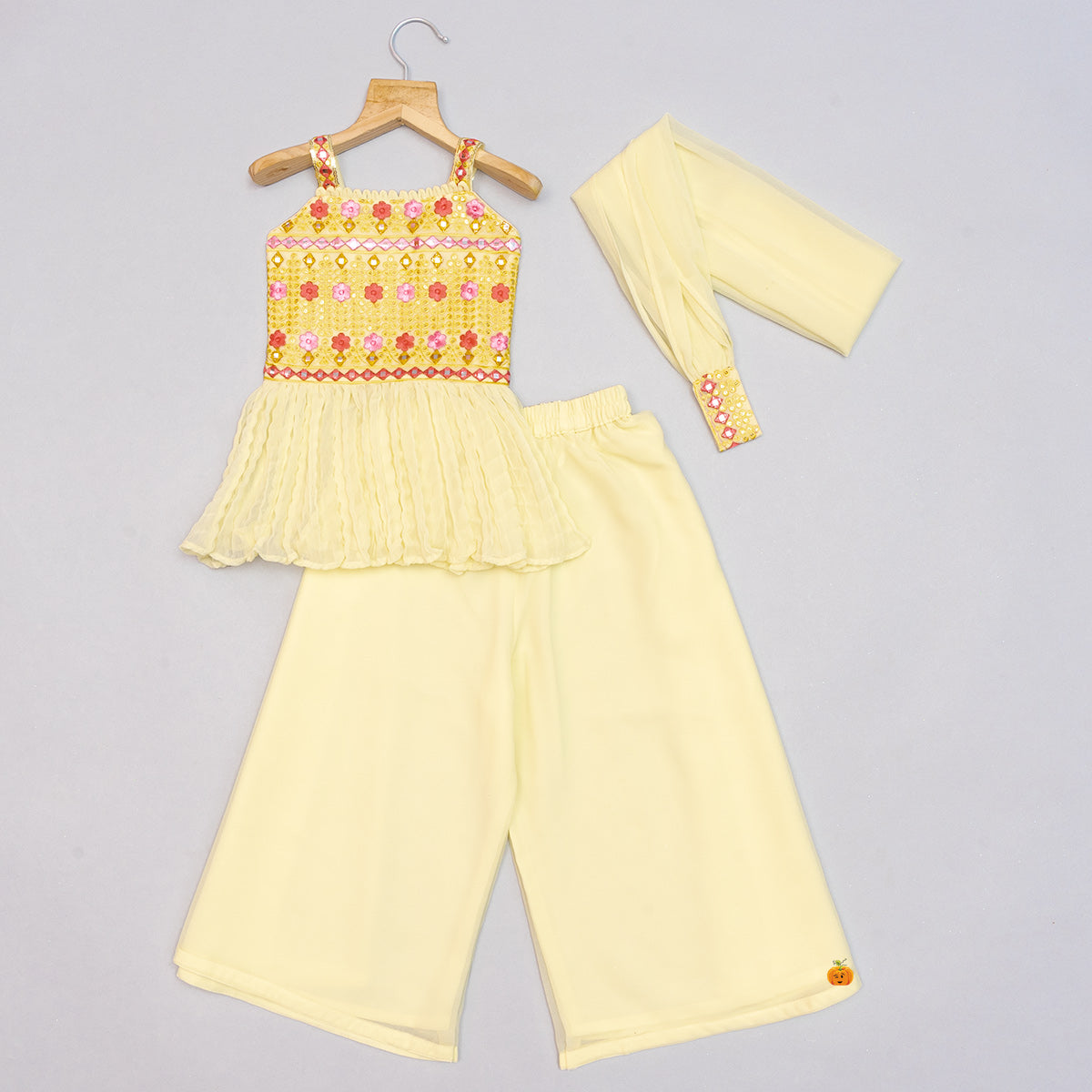 Buy Full Sets Ethnic Wear Girls Pure Cotton Printed Top Harem pant Indo  Western Clothing Set -Yellow Clothing for Girl Jollee