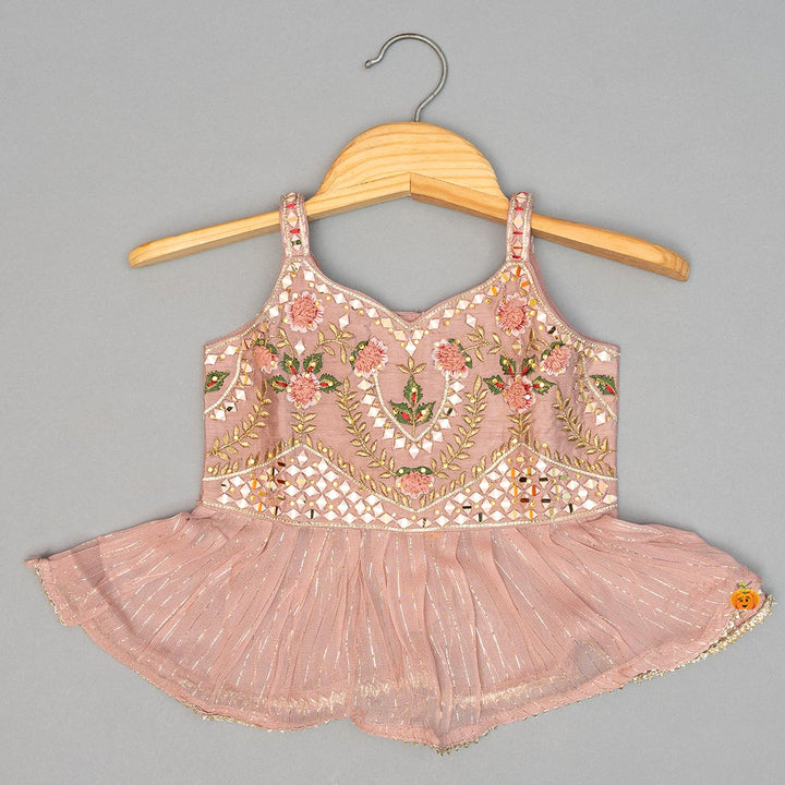 Onion Floral Embroidery Girls Palazzo Suit Front View
