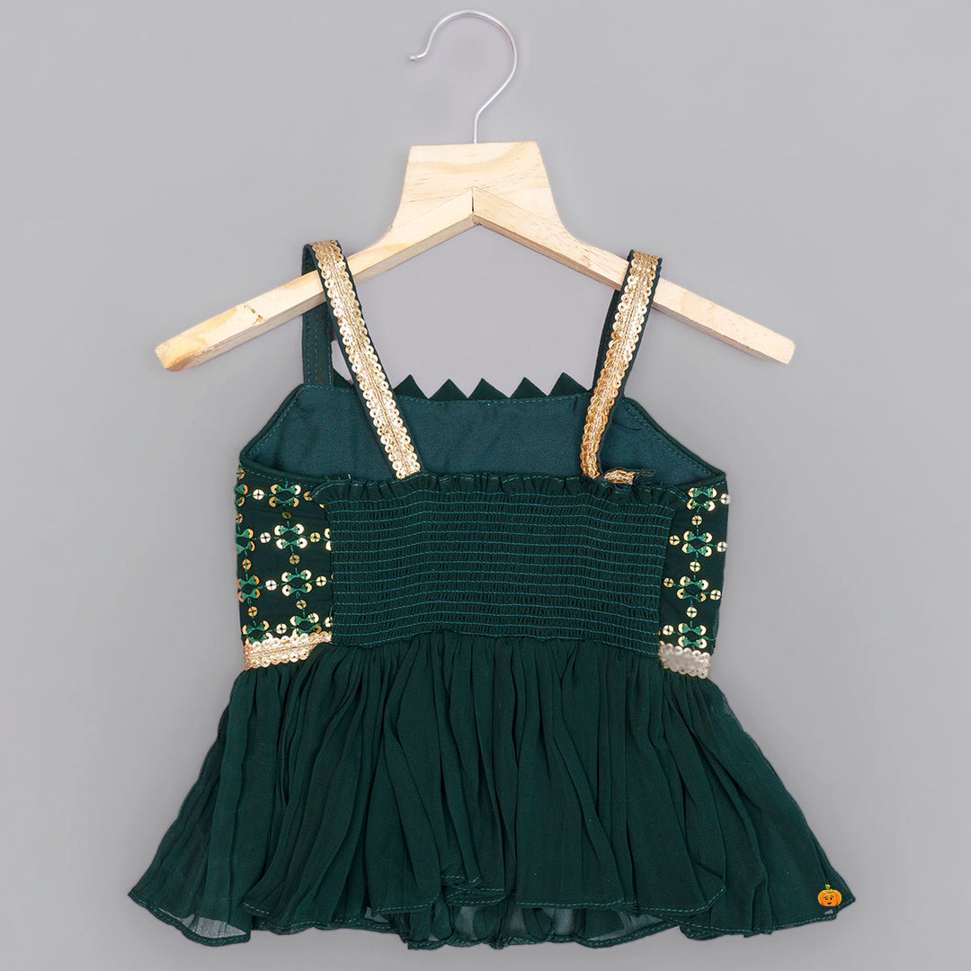 Dark Green Palazzo for Girls with Peplum Kurti Back View