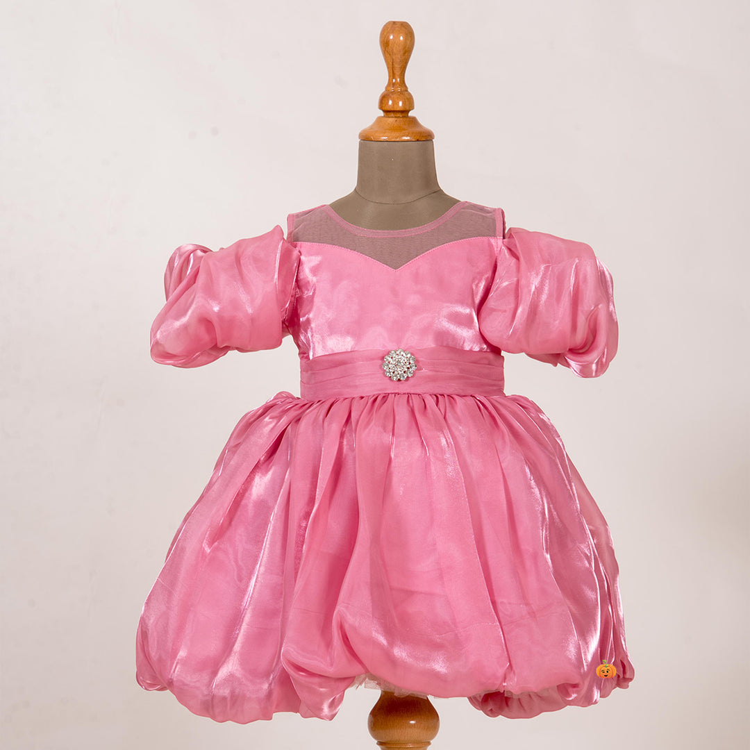Onion-Wine Puff Frock for Girls Front View