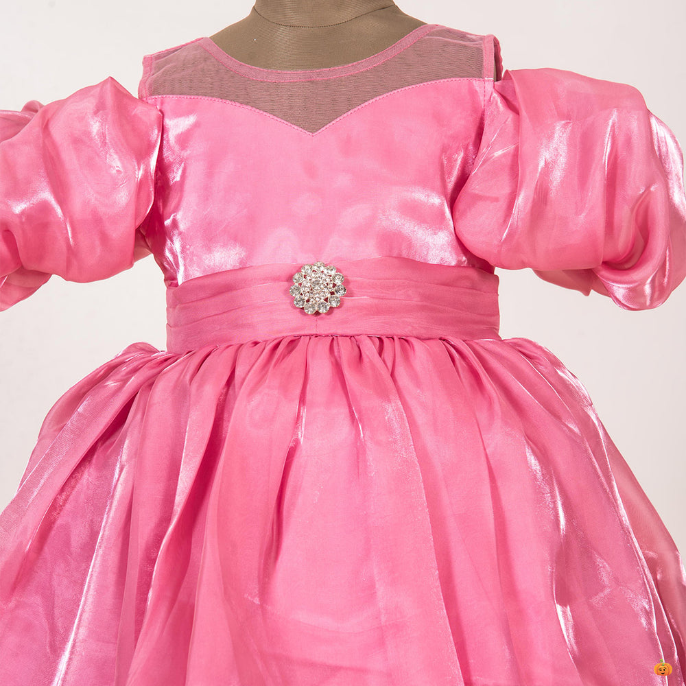 Onion-Wine Puff Frock for Girls Close Up View