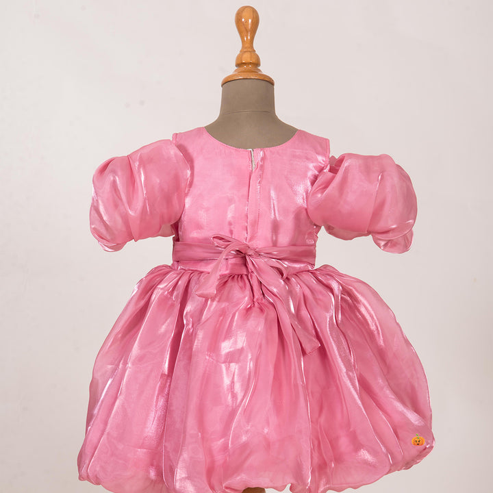 Onion-Wine Puff Frock for Girls Back View