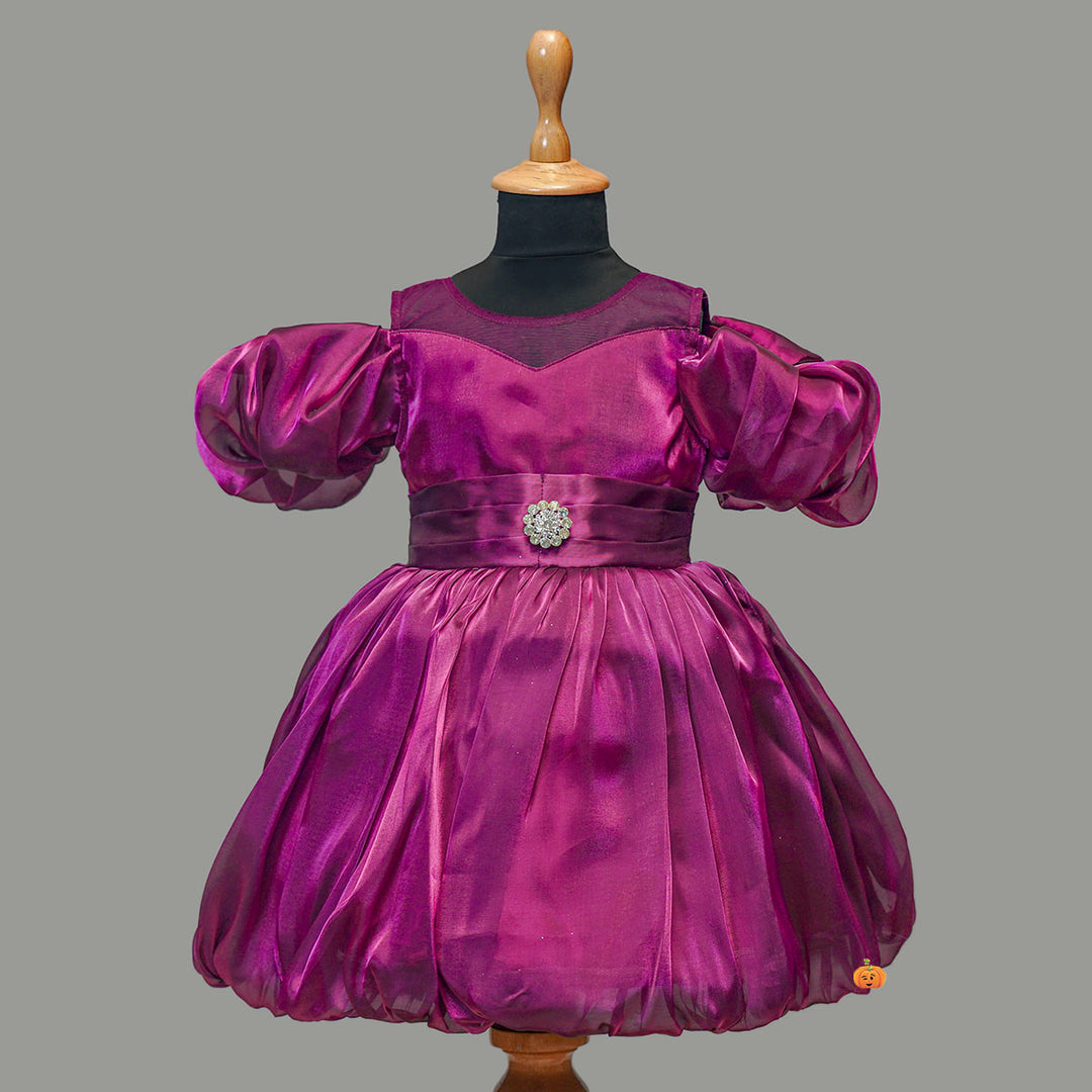 Onion-Wine Puff Frock for Girls Variant Front View