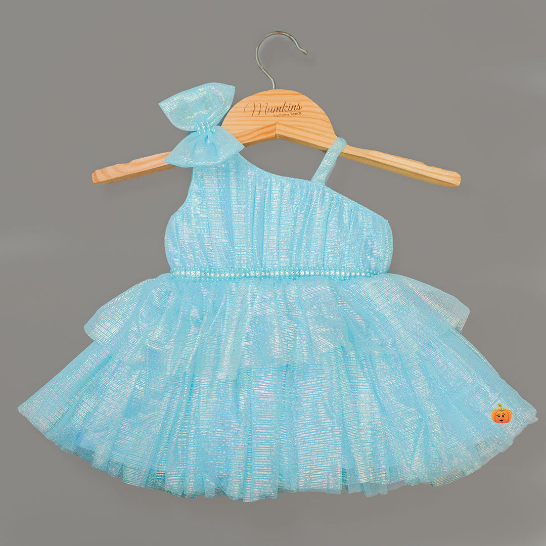 Purple & Turquoise Baby Frock for Girls Front View