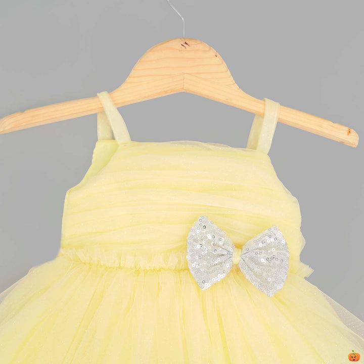 Lemon Bow Design Baby Frock Close Up View