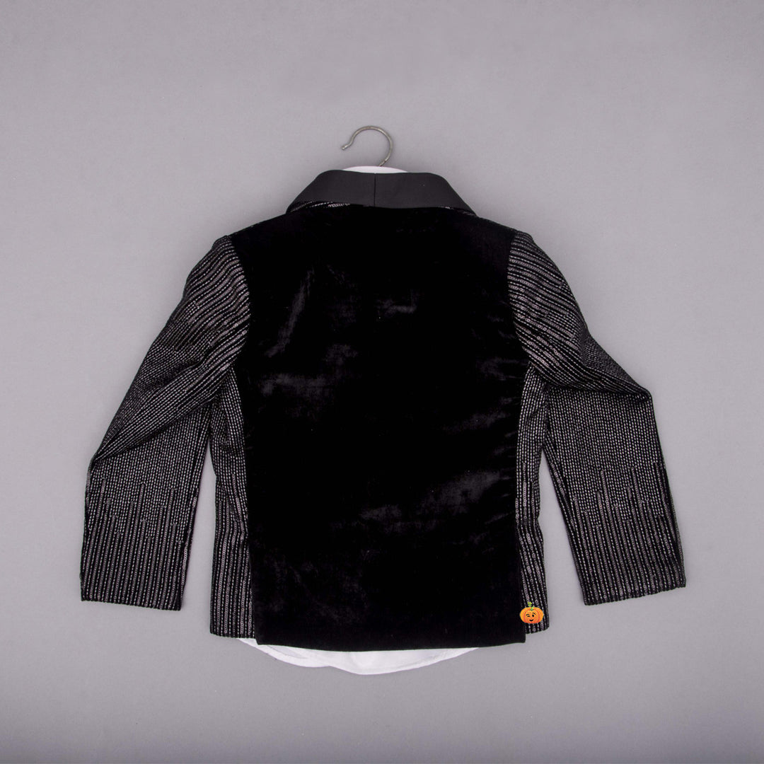 Black Sequin Boys Tuxedo Suit Back View