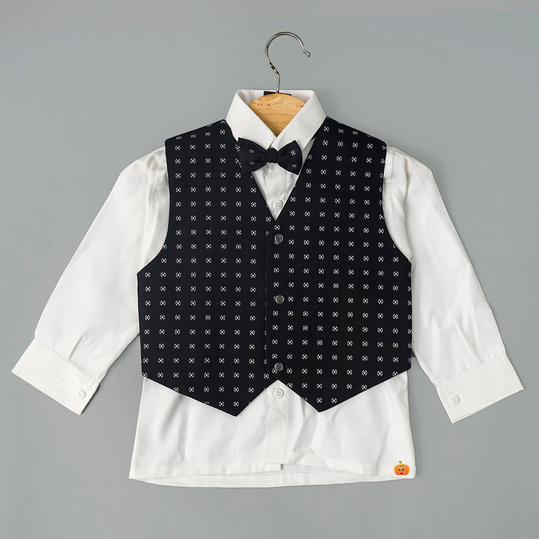 Grey Boys Suit with Bow Tie Inner View
