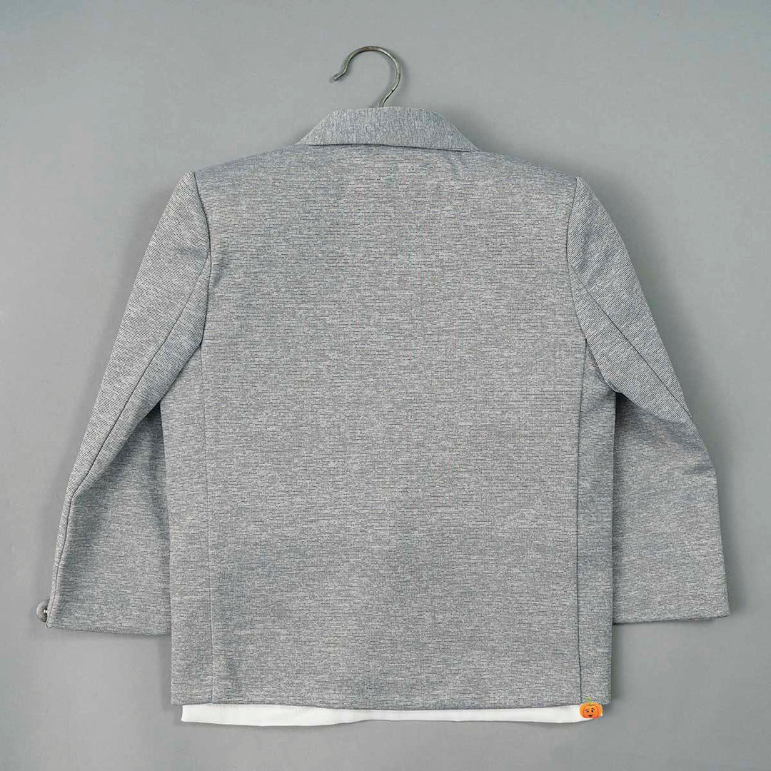 Grey Boys Suit with Bow Tie Back View