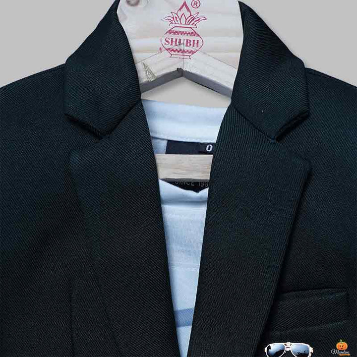 Blazer For Boys With Half Sleeves T-Shirt Close Up View