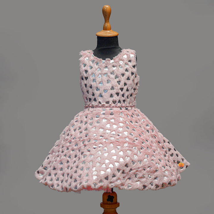 Pink Winter Wear Girls Frock Inner View