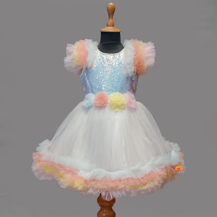 Multi Color Sequin Girls Frock Front View