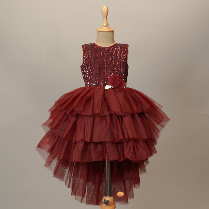 Layered Sparkling Frocks for Kids Front View