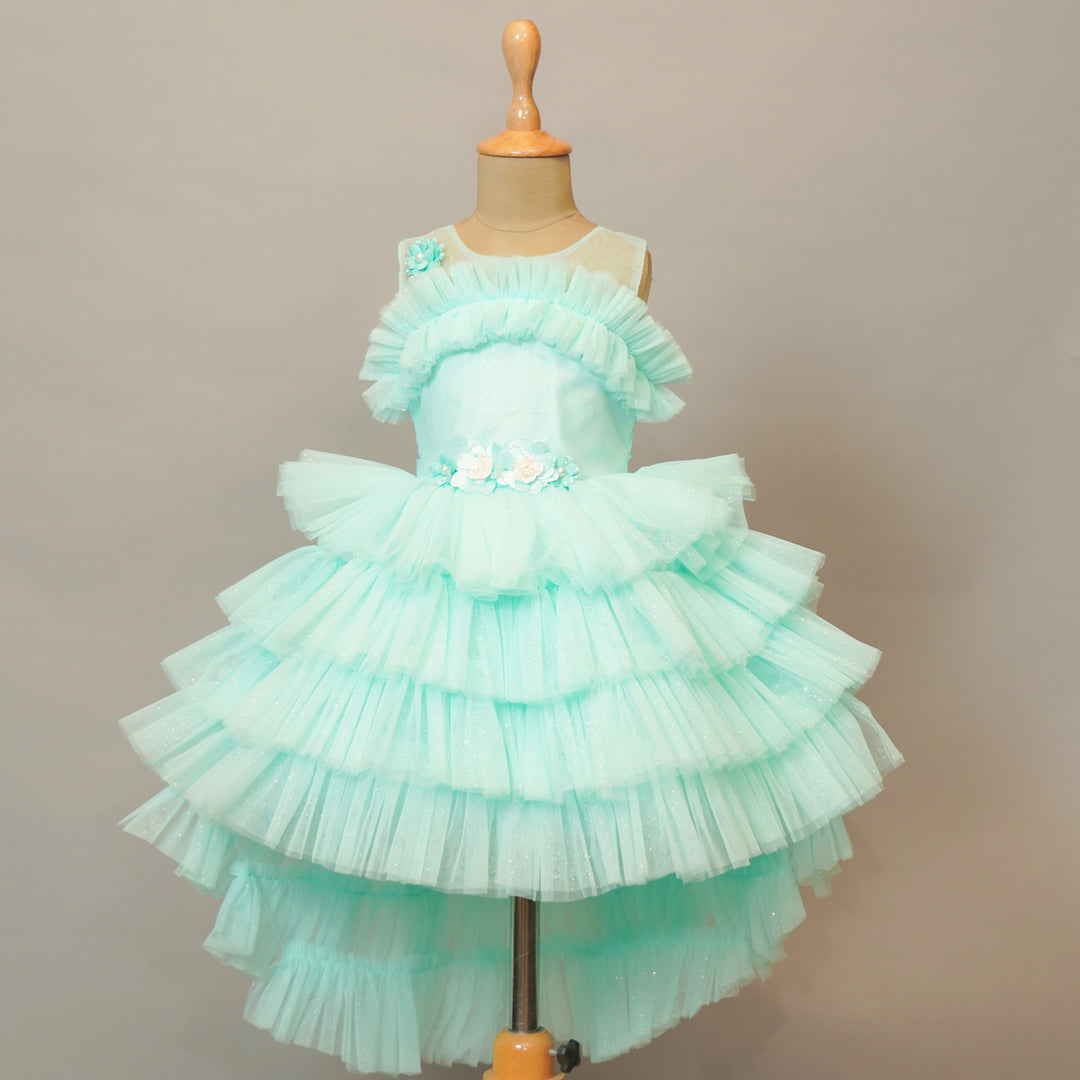 Sea Green Girls Party Wear Frock