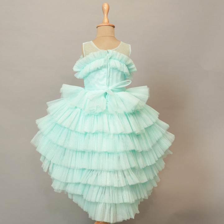 Sea Green Girls Party Wear Frock