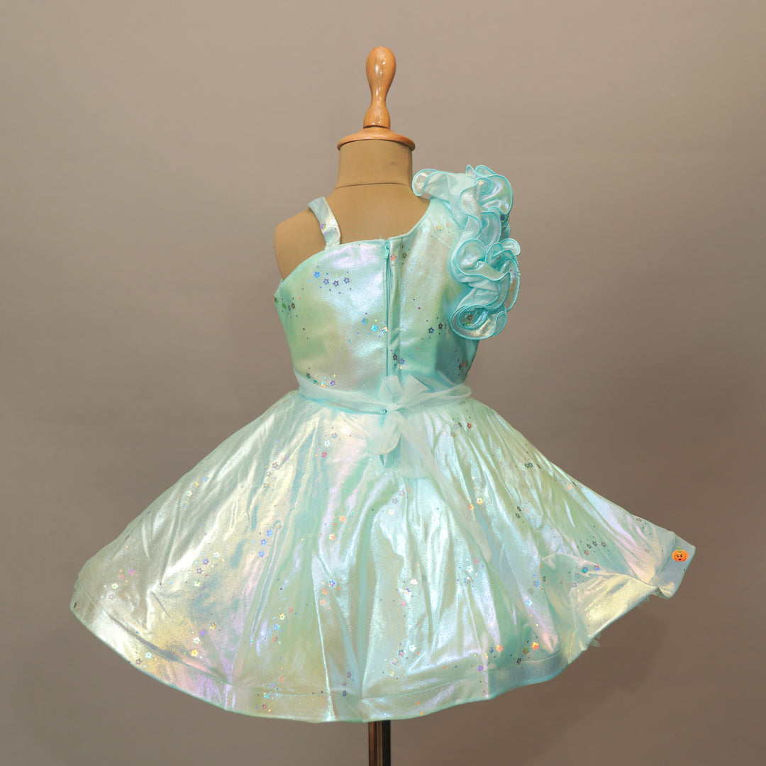 Sea Green Girls Party Wear Frock For Kids