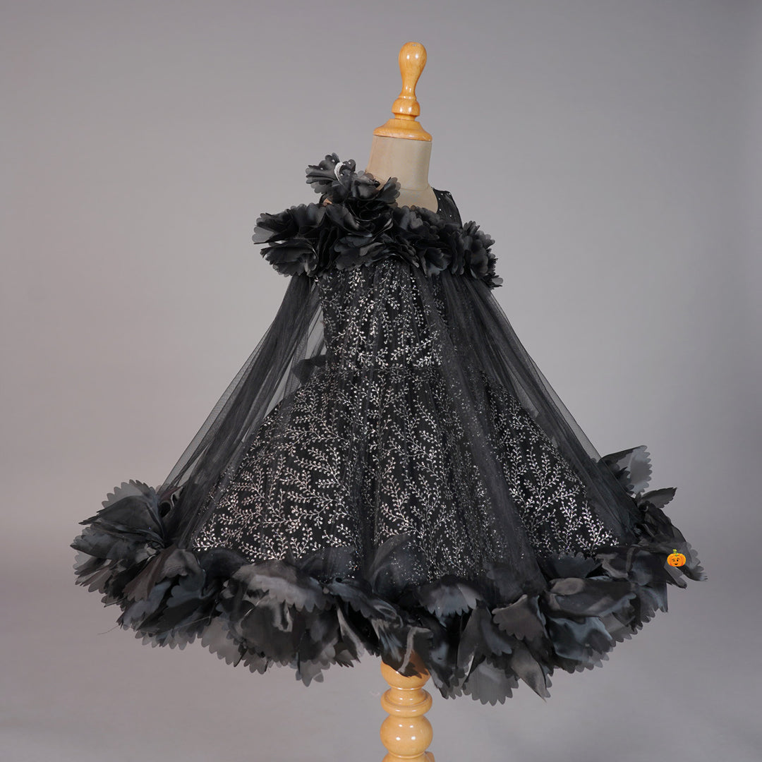 Black Frill Girls Frock Side View