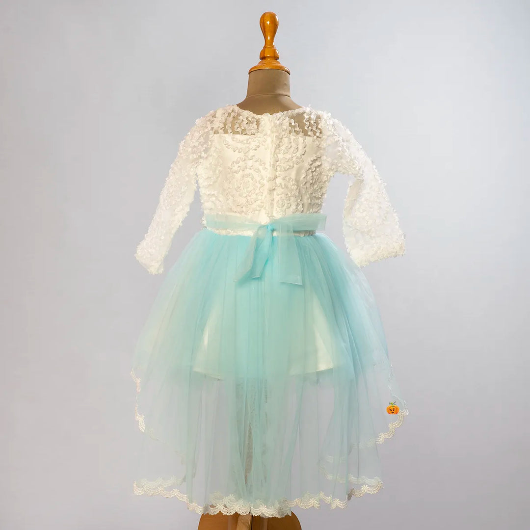 Turquoise High Low Girls Frock Back View