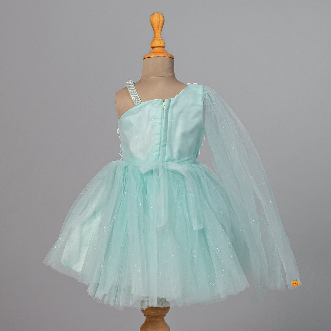 Floral Embossed Net Girls Frock Back View