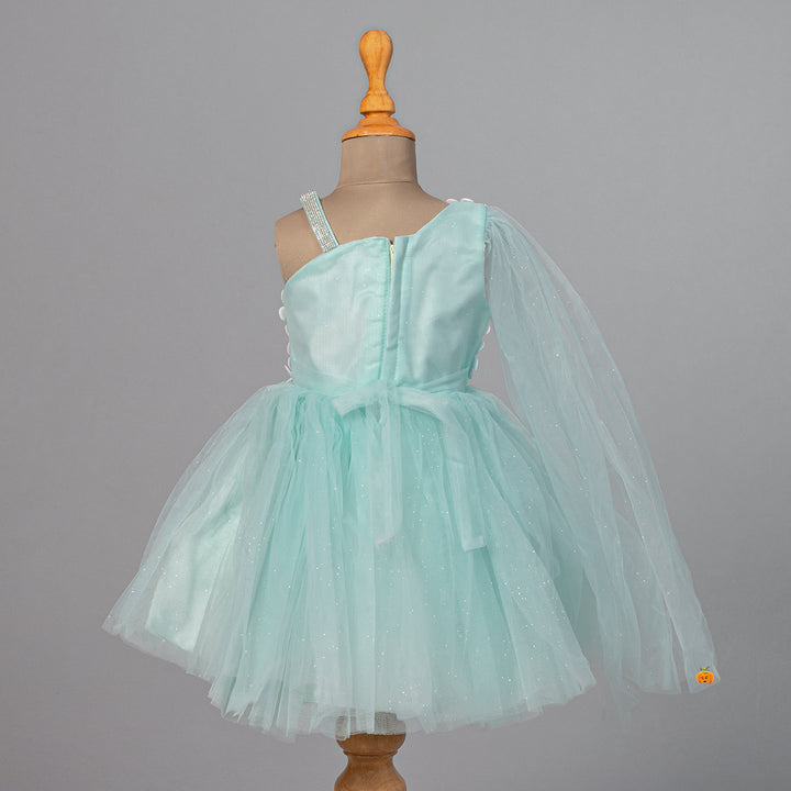 Floral Embossed Net Girls Frock Back View