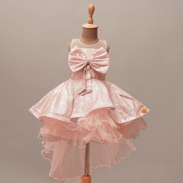 Party Wear Girls Frock with Bow Design Variant Front View