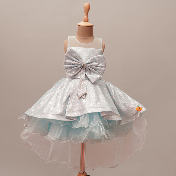 Party Wear Girls Frock with Bow Design Front View