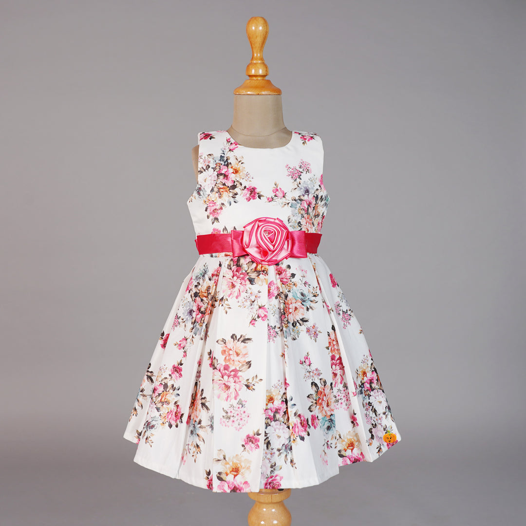 Rani Floral Print Girls Frock Front View
