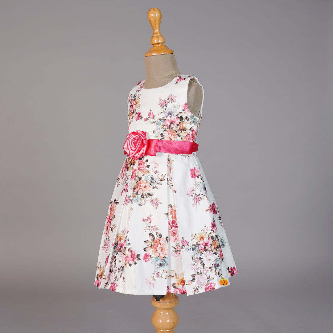 Rani Floral Print Girls Frock Side View