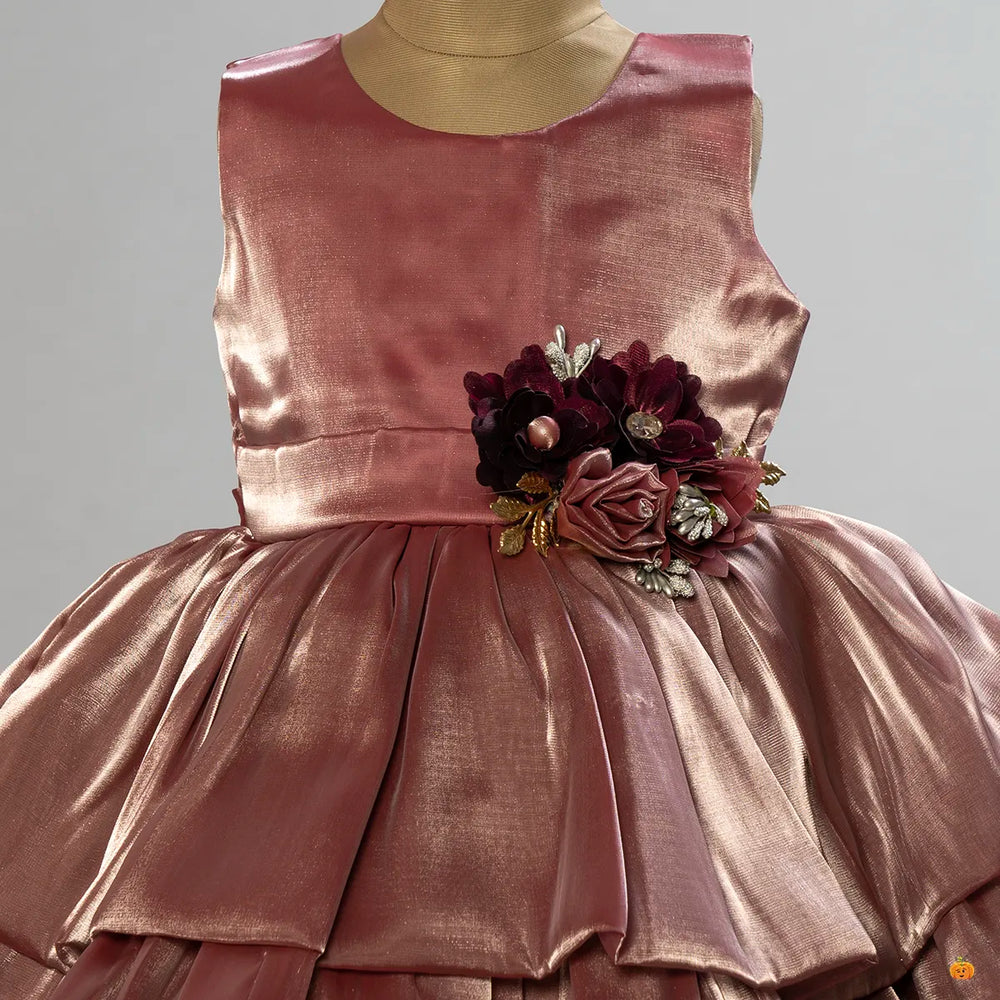 Onion Layered Girls Frock Close Up View 