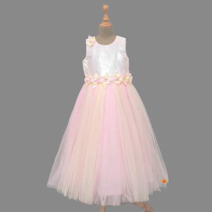 Pink Sequin Girls Gown Front View