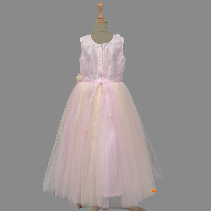 Pink Sequin Girls Gown Back View