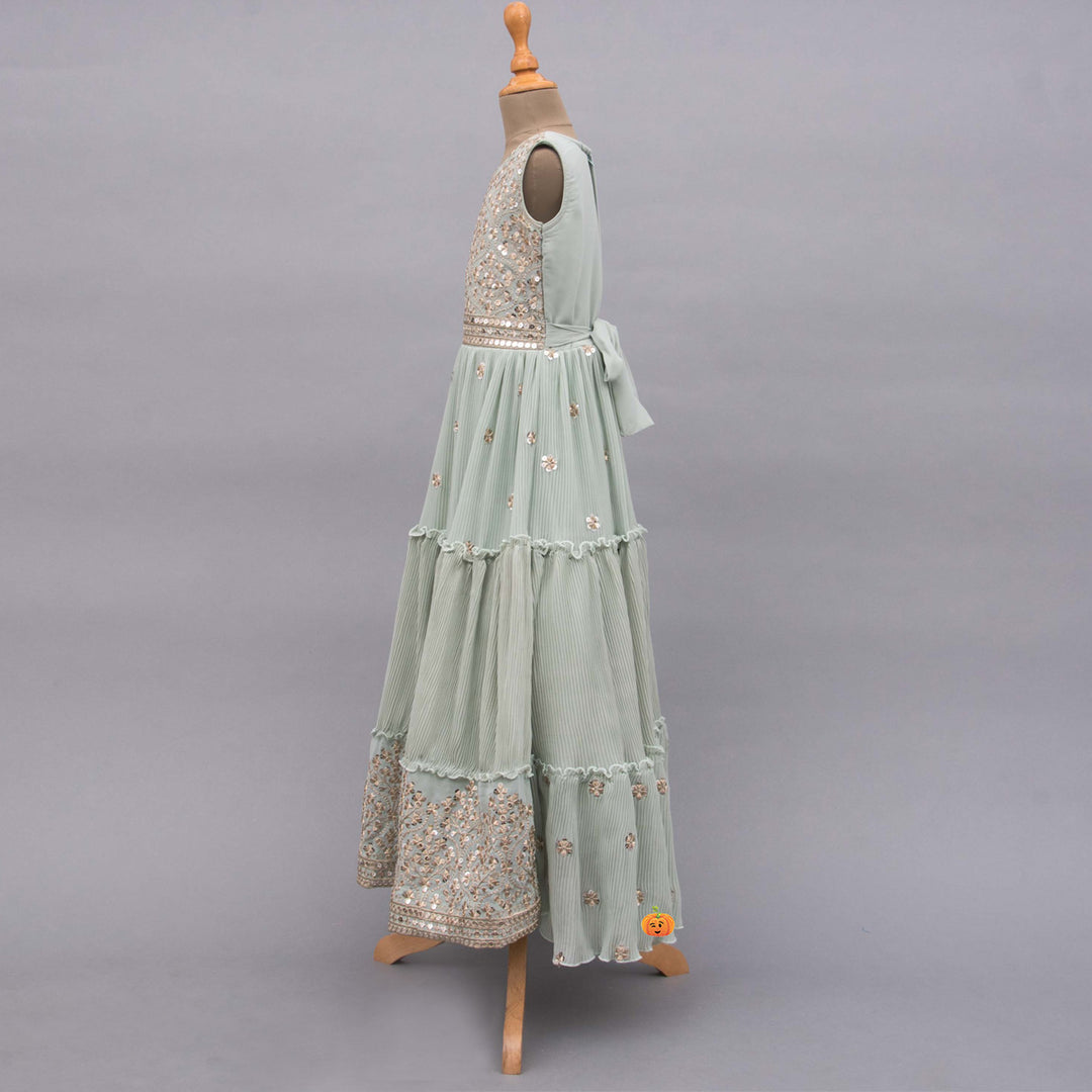 Pista Poncho Girls Gown with Designer Work Side View