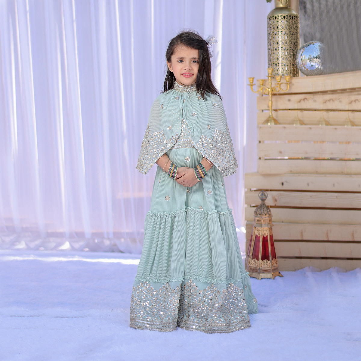 Wommaniya Impex Latest Birthday Poncho Style Anarkali Gown for Girls (2-3  Years, Blue) : Amazon.in: Fashion