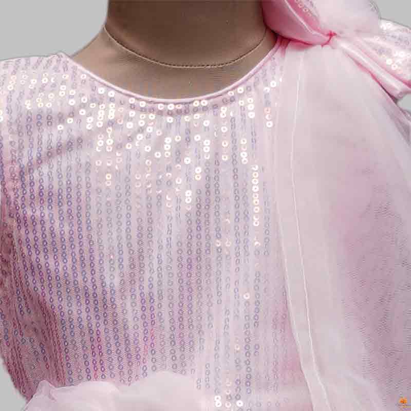 Layered Sequin Gown for Girls Close Up View