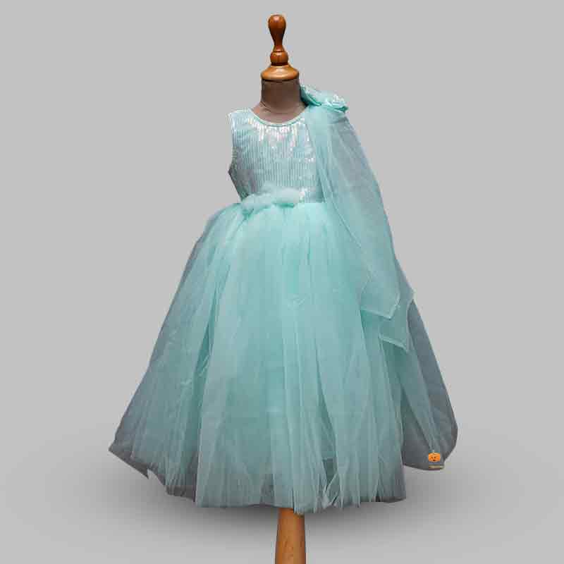 Layered Sequin Gown for Girls Front View