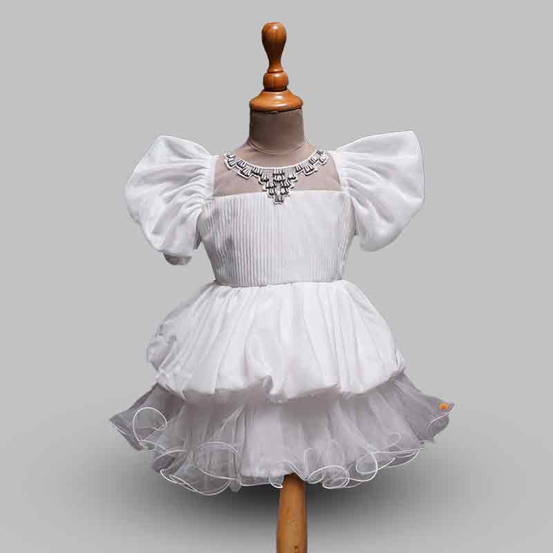 Navy Blue & White Party Wear Girls Frock
