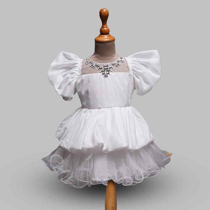 Navy Blue & White Party Wear Girls Frock