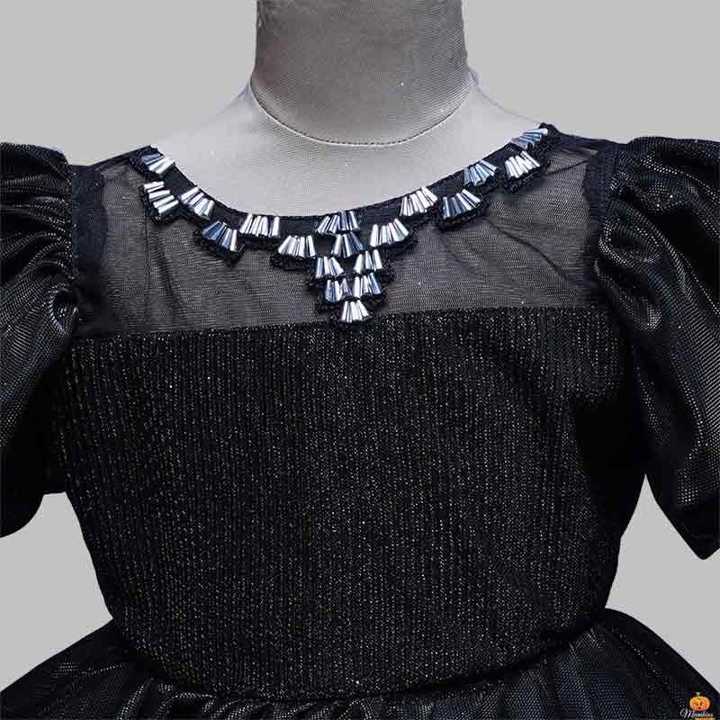Black Party Wear Girls Frock Close Up