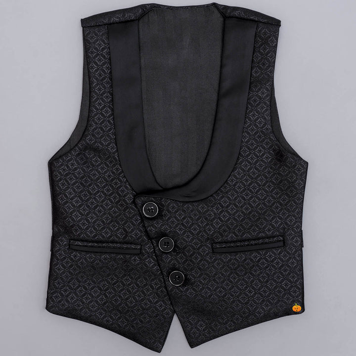 Black Party Wear Dress for Boys with Bow Tie Waistcoat View