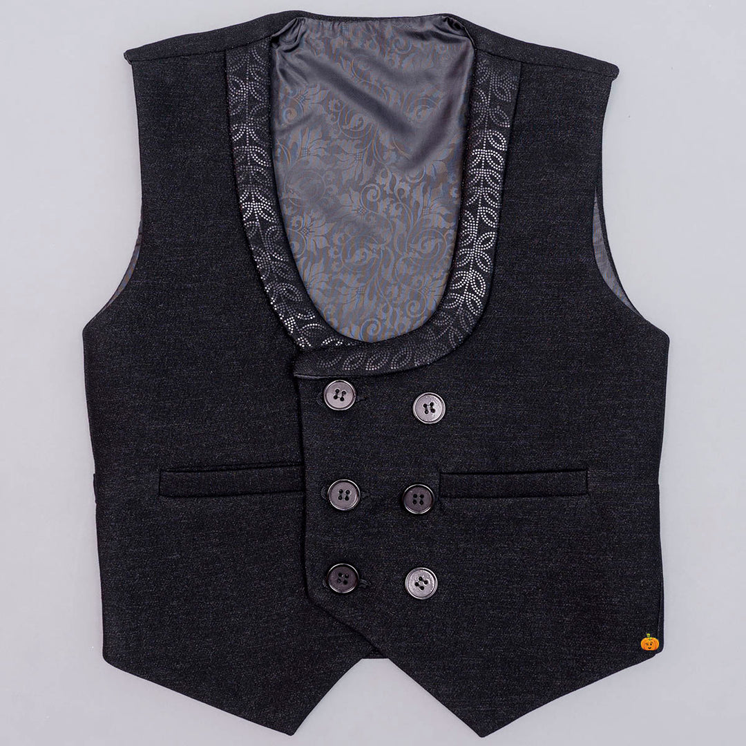 Black 3 Piece Boys Party Wear Dress Waistcoat View