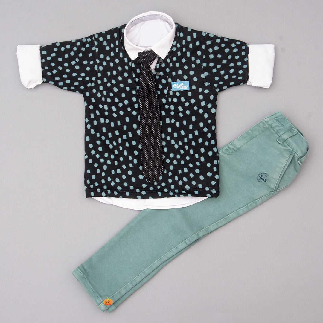 Dotted Party Wear Set for Boys with Tie Full View