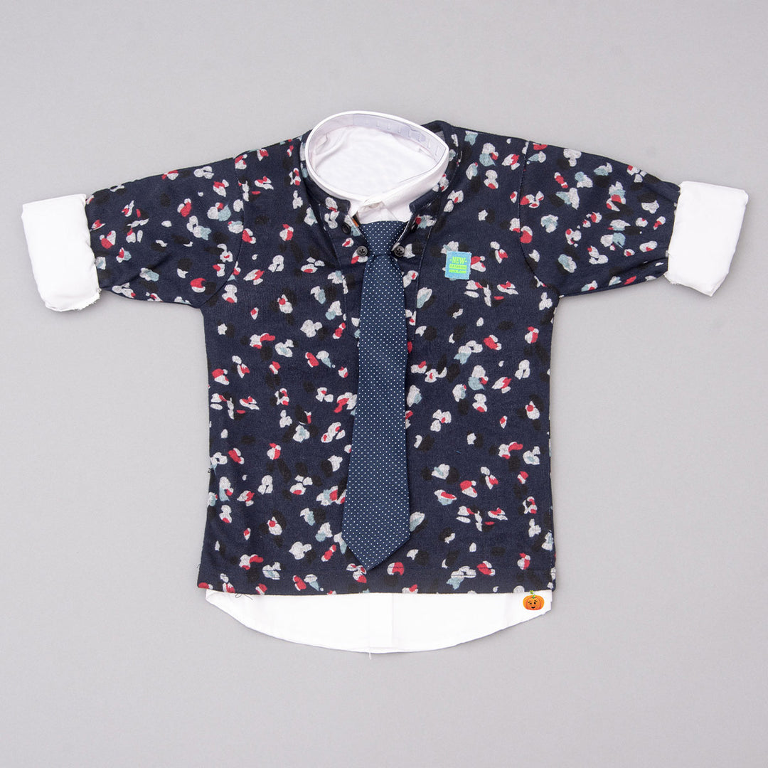 Green & Navy Blue Kids Party Wear Dress Variant Top View