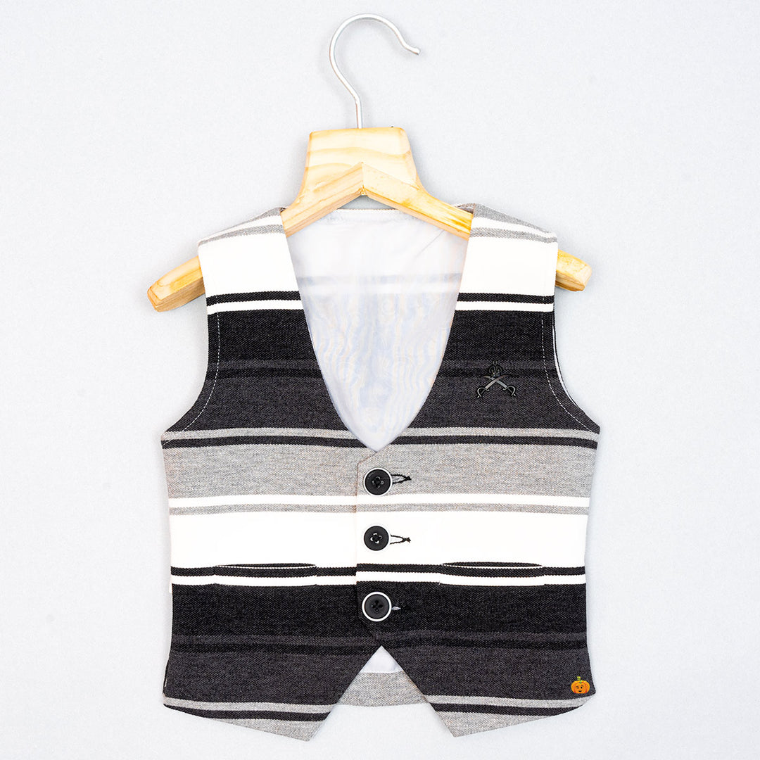 Striped Party Wear Dress for Boys Waistcoat View