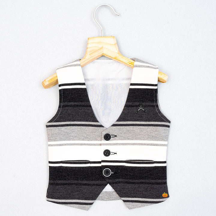 Striped Party Wear Dress for Boys Waistcoat View