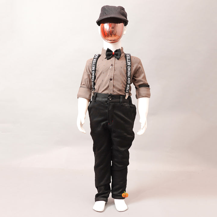 Coffee Color Party Wear Dress for Boys Front View