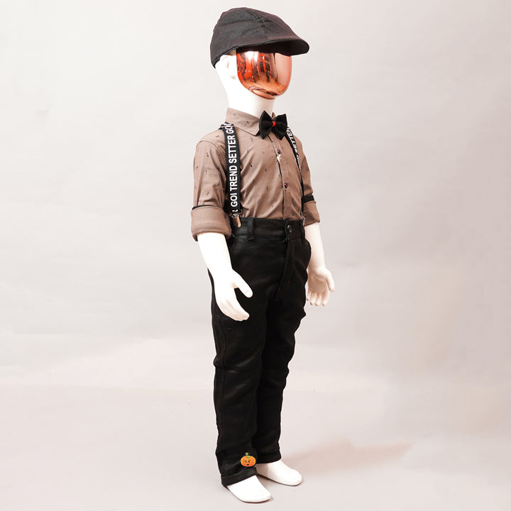 Coffee Color Party Wear Dress for Boys Side View