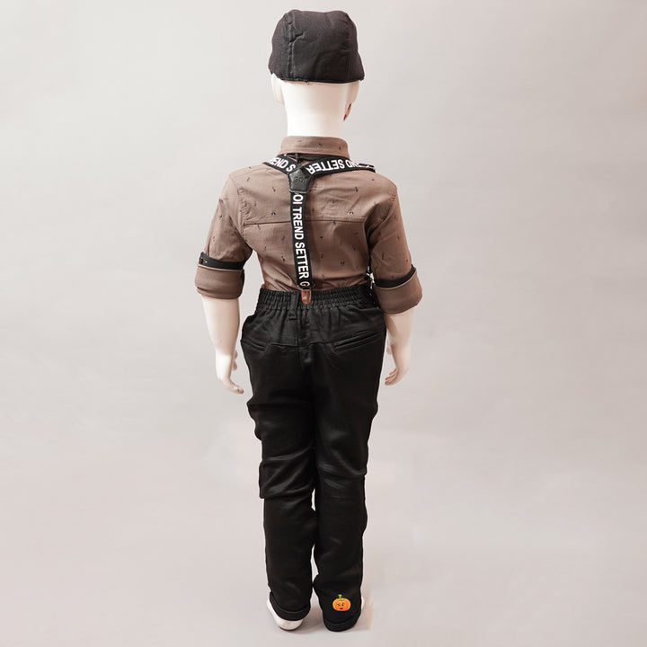Coffee Color Party Wear Dress for Boys Back View